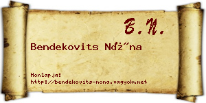 Bendekovits Nóna névjegykártya